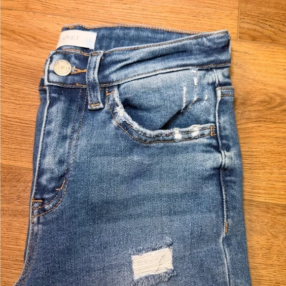 Vervet Distressed Cropped Jeans Size 24 High Rise Stretch Raw Hem Denim EUC - Picture 6 of 16
